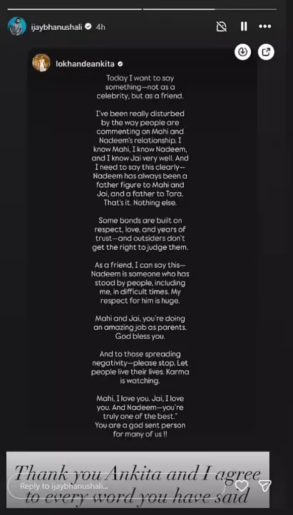 Jay bhanushali supports Mahhi Vij