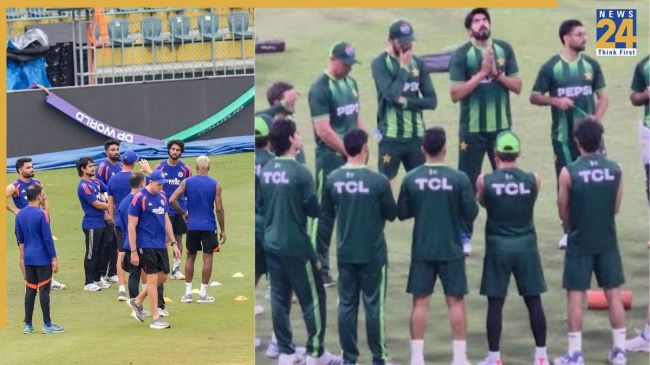 भारत और पाकिस्तान टीम अभ्यास करते हुए