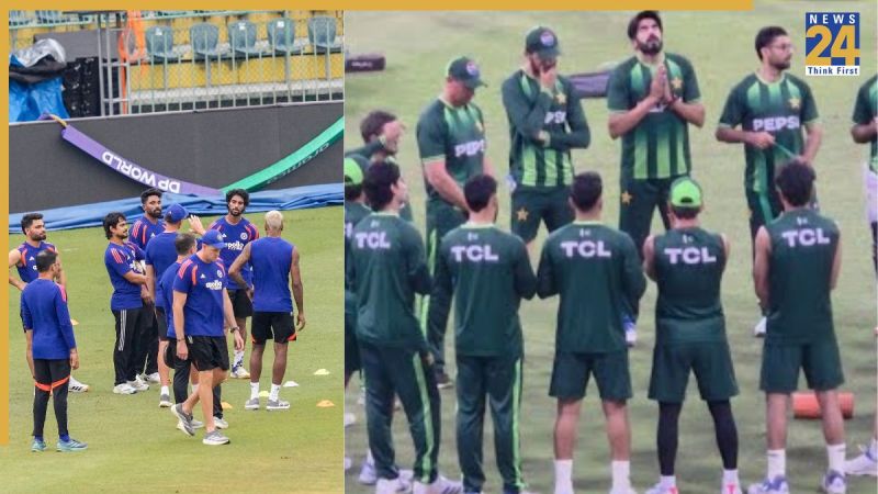 भारत और पाकिस्तान टीम अभ्यास करते हुए