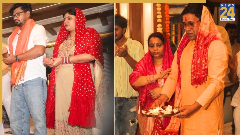 Nirahua pravesh lal seen with their Real Wife Nirahua Dinesh Lal Yadav Real Wife-1