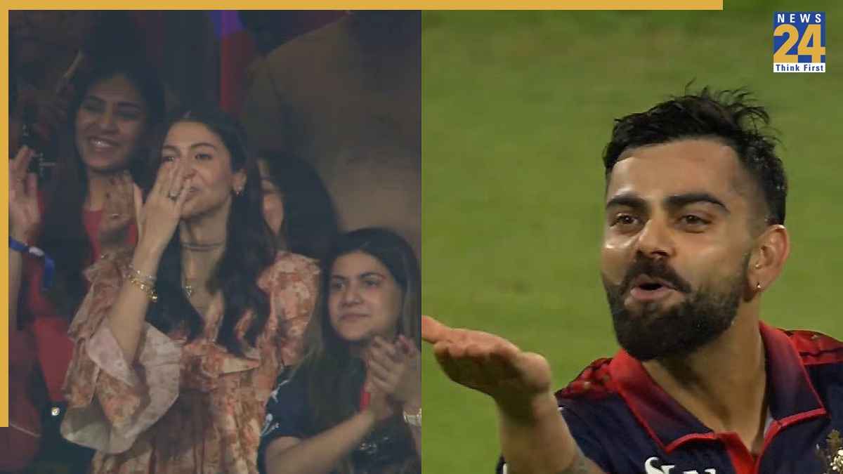 virat kohli flying kiss to anushka sharma