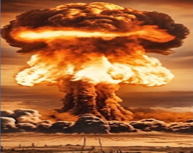 A detailed technical cross-section diagram of an atom bomb, highlighting the nuclear core, high-explosive lenses, and the internal mechanisms that initiate a chain reaction.-1-2-3