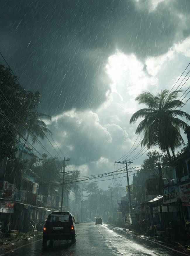 भारी बारिश के साथ ओलावृष्टि