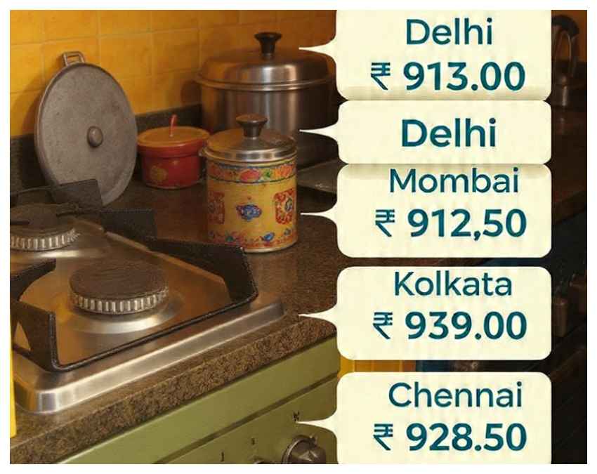 घरेलू गैस स‍िलेंडर की आज कीमत 