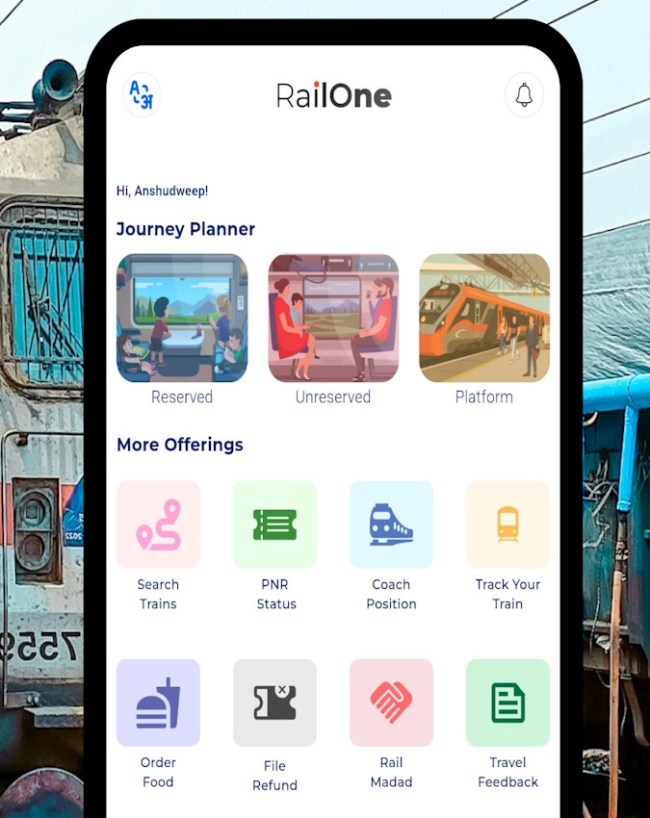 Railone App offers three percent discount on unreserved Train Ticket-1-2-3