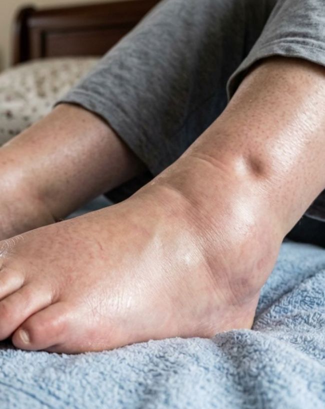 Disease signs on feel swollen feet-1-2
