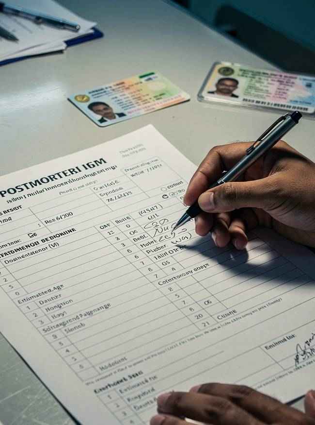 पोस्टमार्टम रिपोर्ट में अनुमानित आयु दर्ज