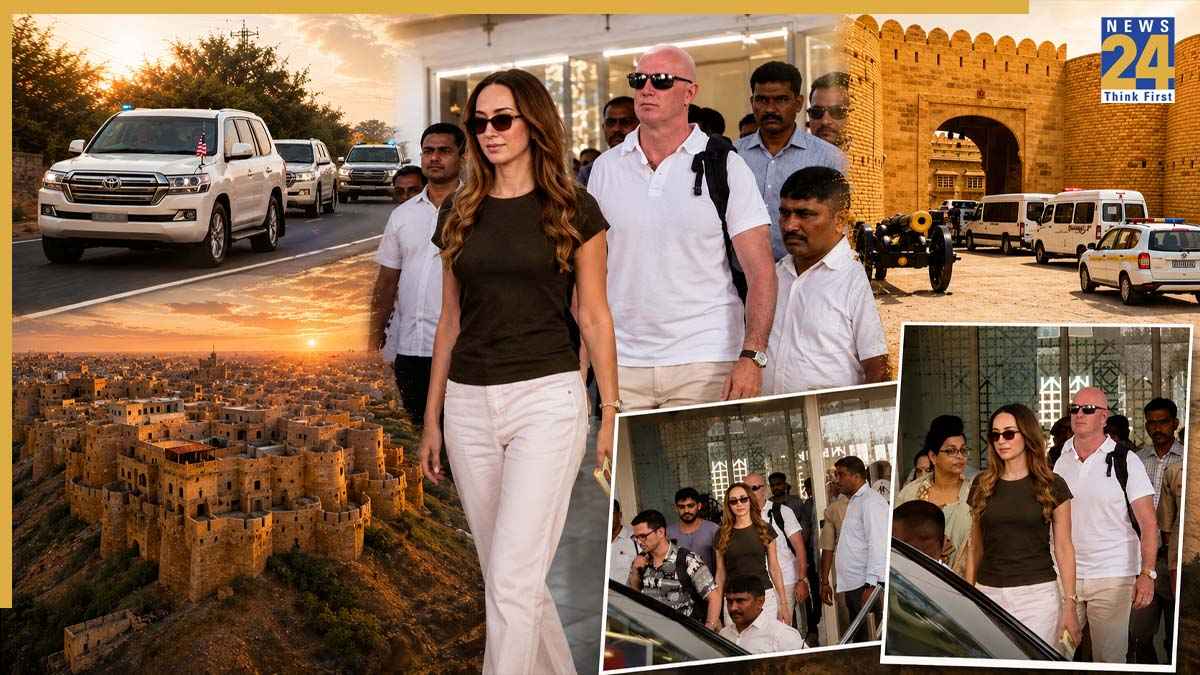 स्टाइलिश लुक, टाइट सिक्योरिटी...देखें, जैसेलमेर से ट्रंप की बेटी टिफनी की तस्वीरें