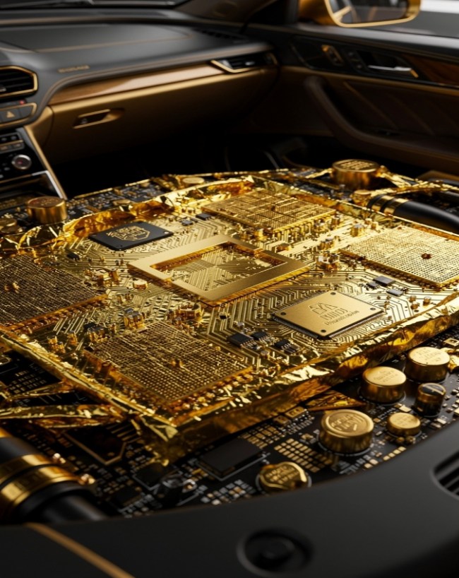gold use in Bugatti chiron -1-2-3-4-5