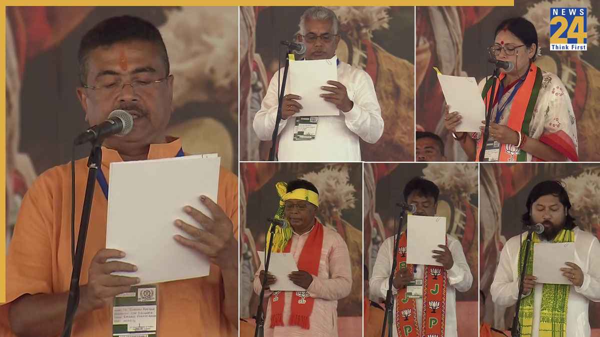 पश्चिम बंगाल के नए CM बने शुभेंदु अधिकारी, दिलीप-अग्निमित्रा समेत 5 नेताओं ने ली मंत्री पद की शपथ