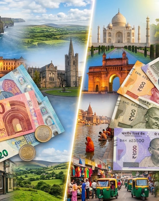Ireland Currency and Indian Rupees-1-2-3-4