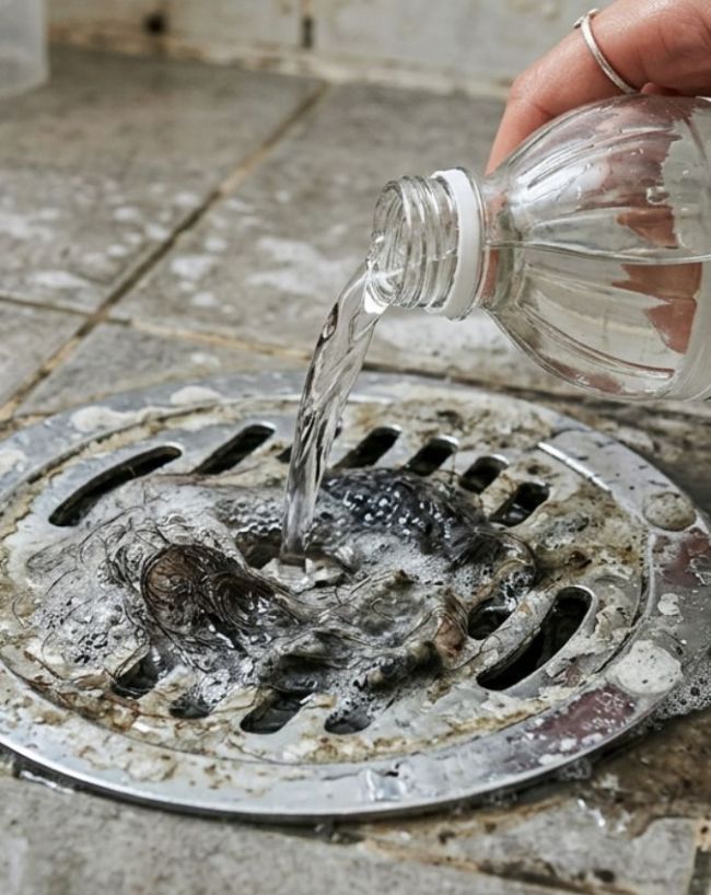 vinegar clean bathroom drains-1-2-3-4-5-6-7