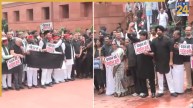Congress Parliament Protest Black Clothes