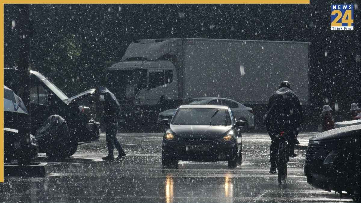 car drive in rain