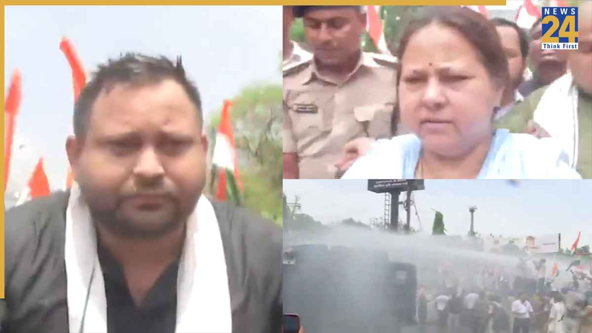 पटना में RJD समर्थकों का हंगामा, राजभवन तक मार्च को पुलिस ने रोका, हिरासत में लिए गए तेजस्वी यादव