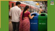 Indian Railways littering fine 1000 rupees warning board at station platform