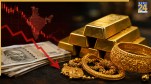 Indian gold jewelry with Indian rupee notes graphic