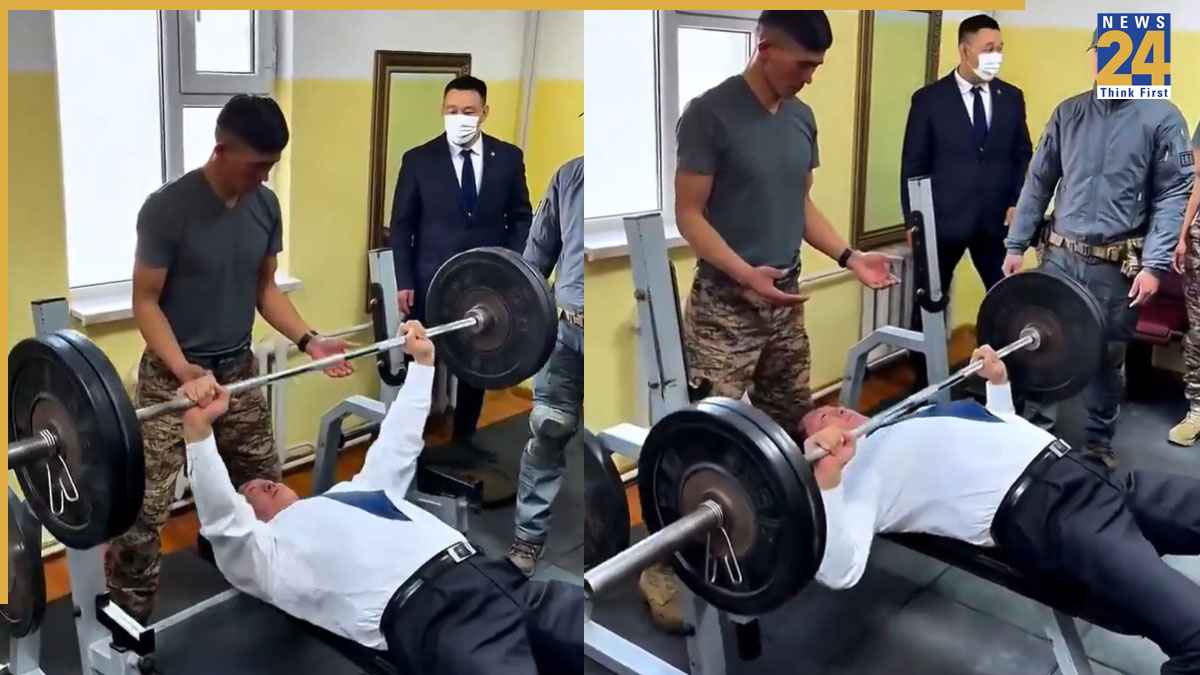 मंगोलिया के राष्ट्रपति ने 100 किलो वजन उठाकर किए 20 बेंच प्रेस, सोशल मीडिया पर वीडियो हो रहा वायरल