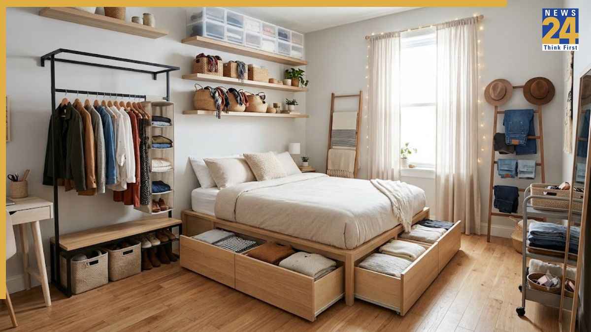 छोटे बेडरूम में नहीं है अलमारी? कपड़े रखने के लिए काम आएंगे ये स्मार्ट स्टोरेज आइडियाज