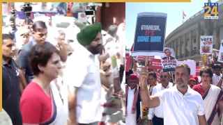 CEC के इस्तीफे की मांग पर अड़ा विपक्ष, धरने पर बैठे राहुल-प्रियंका