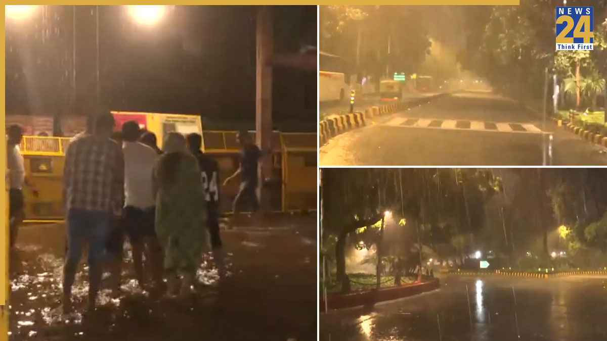 दिल्ली-NCR में आंधी के साथ मूसलाधार बारिश, आधी रात से बरस रहे बादल; कई जगह भरा पानी