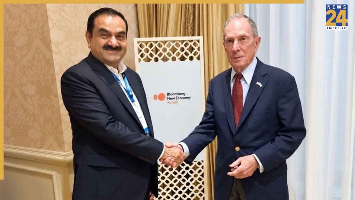 Adani meets Bloomberg says Indias energy transition must balance decarbonisation with affordable power